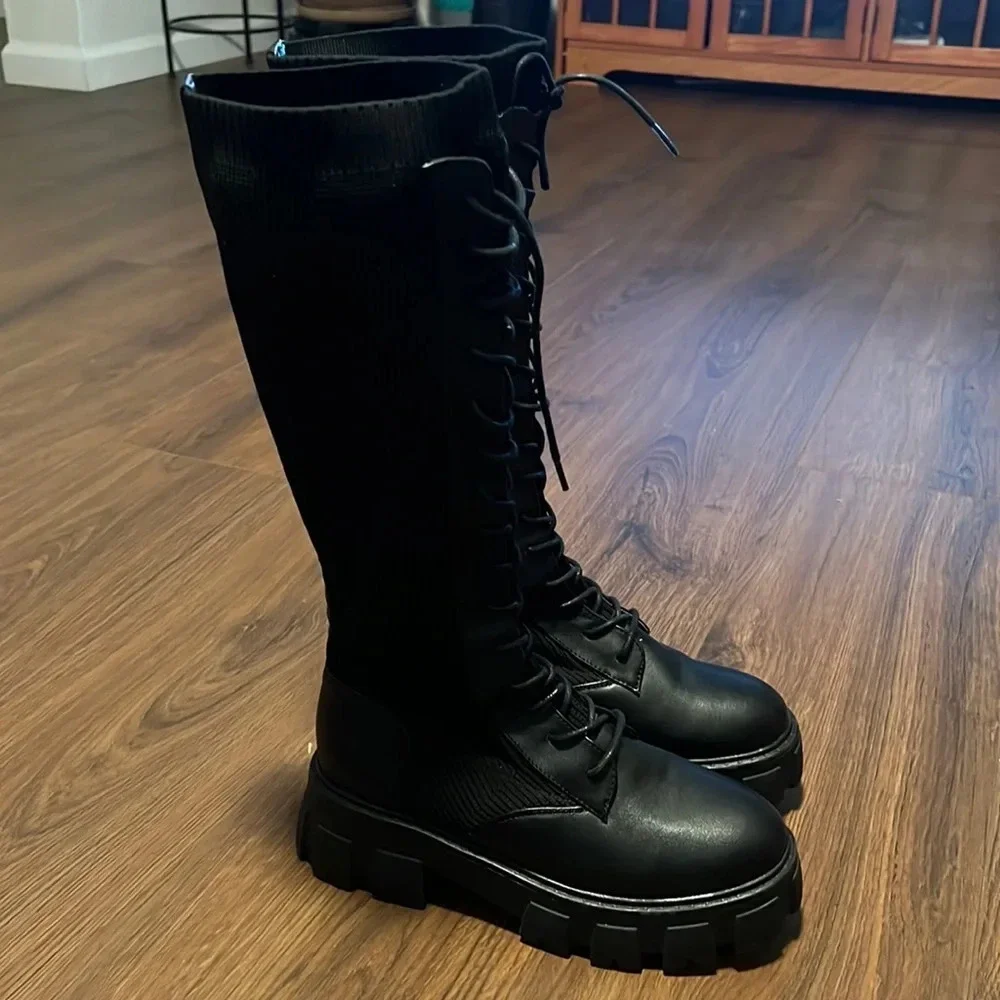 Call It Spring Studded Boots . Black W M 6 - Picture 2 of 12